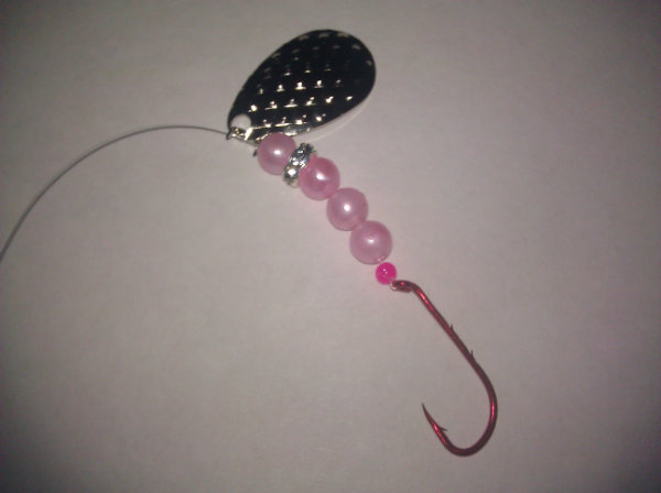 Pink Bead Kokanee Wedding Ring Spinner